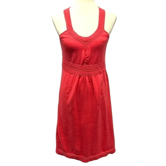 Athleta Coral Crochet Trim Cotton Sun Dress